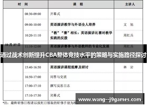 通过战术创新提升CBA整体竞技水平的策略与实施路径探讨 通过战术创新提升CBA整体竞技水平的策略与实施路径探讨